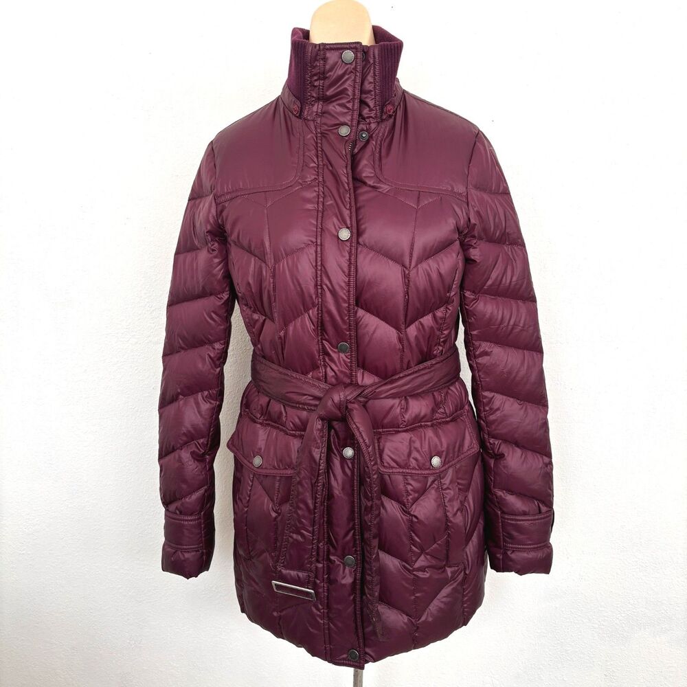 Lands End Womens Belted Down Puffer Coat XS Outdoors Cold Weather Winter